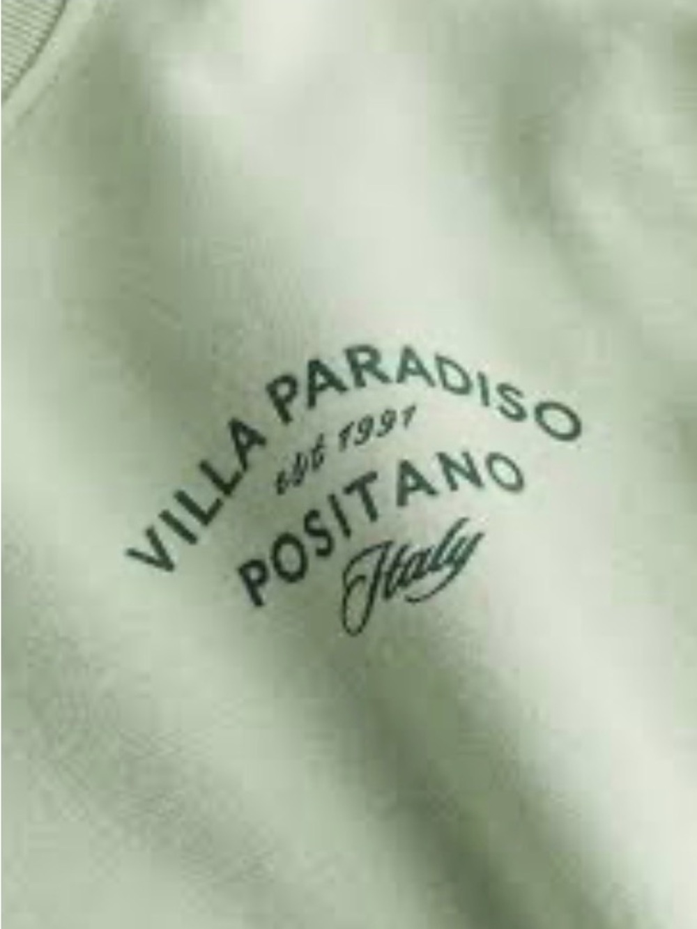 H & M Villa Paradiso Positano Graphic Sweatshirt- Light Sage Women’s Size XS